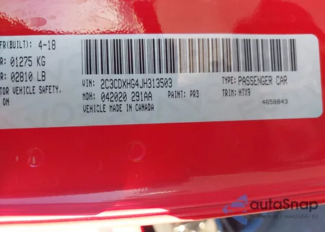 2018 Dodge Charger Sxt Plus Rwd из США, поврежденный, VIN 2C3CDXHG4JH313503